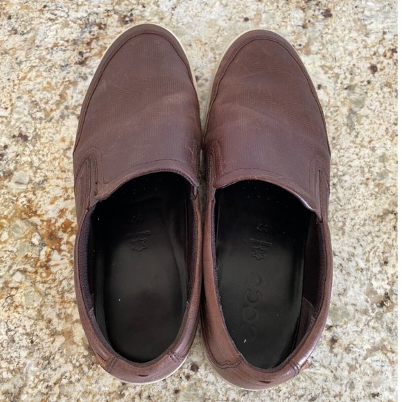 Ecco Shock Point Casual Slip-On Loafers Brown Leather, Men's 44 - Picture 4 of 7